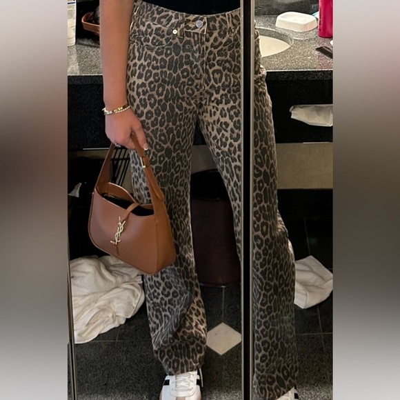 Disclosure Cheetah Print Straight Leg Denim - Picture 1 of 2